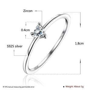 925 Sterling Silver Heart Zircon Ring for Women
