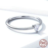 925 Sterling Silver Heart Zircon Ring for Women