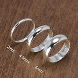 925 Silver Couple Rings Smooth Wedding Band Jewelry