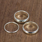 925 Silver Couple Rings Smooth Wedding Band Jewelry