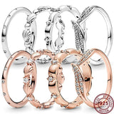 925 Silver Petals Leaves Shell Female Sign Ring Wedding Charm Jewelry
