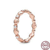 925 Silver Petals Leaves Shell Female Sign Ring Wedding Charm Jewelry
