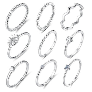 BELAEWANG 925 Silver Lucky Eyes Crystal Ring Women Dainty Jewelry