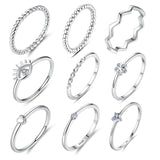 BELAEWANG 925 Silver Lucky Eyes Crystal Ring Women Dainty Jewelry