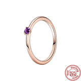 925 Silver Colorful Zircon Solitaire Beaded Rings