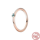 925 Silver Colorful Zircon Solitaire Beaded Rings