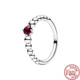 925 Silver Colorful Zircon Solitaire Beaded Rings