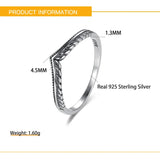 925 Silver V Shape Vines Finger Rings for Women Retro Wedding Jewelry