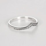 925 Silver V Shape Vines Finger Rings for Women Retro Wedding Jewelry