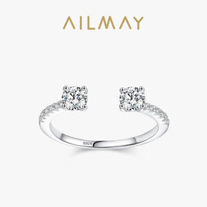925 Silver Zircon Adjustable Finger Ring Women Wedding Statement Jewelry
