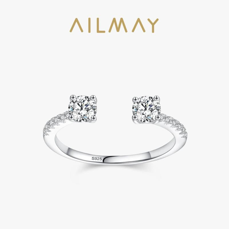 925 Silver Zircon Adjustable Finger Ring Women Wedding Statement Jewelry