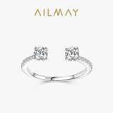 925 Silver Zircon Adjustable Finger Ring Women Wedding Statement Jewelry