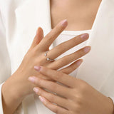 925 Silver Zircon Adjustable Finger Ring Women Wedding Statement Jewelry