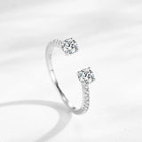 925 Silver Zircon Adjustable Finger Ring Women Wedding Statement Jewelry