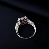 Potiy Heart Love 2.5ct Created Red Ruby 925 Sterling Silver Ring for Women