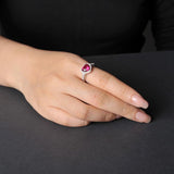 Potiy Heart Love 2.5ct Created Red Ruby 925 Sterling Silver Ring for Women