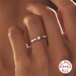 925 Silver Round Cut Zircon Engagement Wedding Band Ring