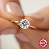 925 Silver Round Cut Zircon Engagement Wedding Band Ring