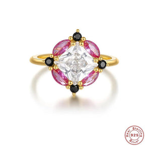 925 Silver Big Zircon Adjustable Rings Gift Eye-catching Ring Jewelry