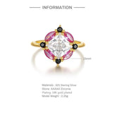 925 Silver Big Zircon Adjustable Rings Gift Eye-catching Ring Jewelry
