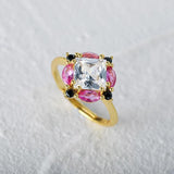 925 Silver Big Zircon Adjustable Rings Gift Eye-catching Ring Jewelry