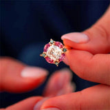 925 Silver Big Zircon Adjustable Rings Gift Eye-catching Ring Jewelry