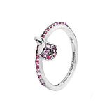 925 Silver Red Zircon Eternity Circle Ring Wedding Gift