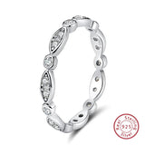 925 Sterling Silver Half Circle Clear CZ Round Pave Finger Ring S925 SR63-WL