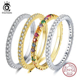 925 Sterling Silver Half Circle Clear CZ Round Pave Finger Ring S925 SR63-WL