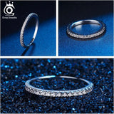 925 Sterling Silver Half Circle Clear CZ Round Pave Finger Ring S925 SR63-WL