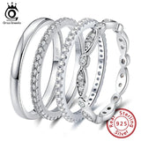 925 Sterling Silver Half Circle Clear CZ Round Pave Finger Ring S925 SR63-WL