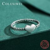 925 Sterling Silver Heart Rings Chain Jewelry