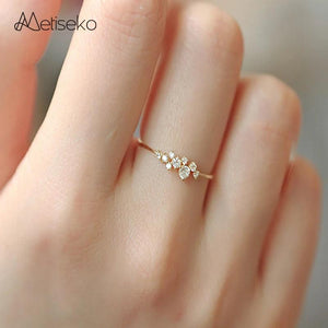 925 Silver Plated 14K Ring CZ Sparkling Stars Women Engagement