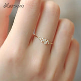 925 Silver Plated 14K Ring CZ Sparkling Stars Women Engagement