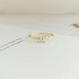 925 Silver Plated 14K Ring CZ Sparkling Stars Women Engagement