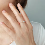 925 Silver Plated 14K Ring CZ Sparkling Stars Women Engagement