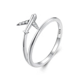 925 Silver Platinum Airplane Double layer Rings Women Zircon Aircraft Ring