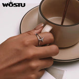 925 Silver Platinum Airplane Double layer Rings Women Zircon Aircraft Ring
