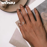 925 Silver Platinum Airplane Double layer Rings Women Zircon Aircraft Ring