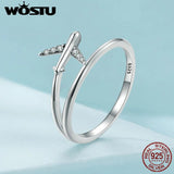 925 Silver Platinum Airplane Double layer Rings Women Zircon Aircraft Ring