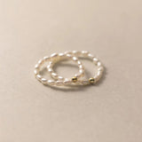 Freshwater Pearl Elastic Ring 925 Sterling Silver Women's Jewelry
