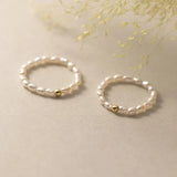 Freshwater Pearl Elastic Ring 925 Sterling Silver Women's Jewelry
