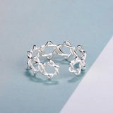 Monkton Star of David Silver 925 Adjustable Hexagon Star Ring
