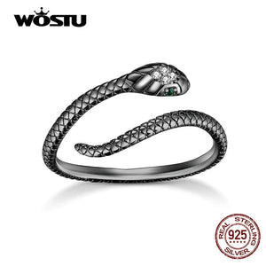 925 Sterling Silver Plated Snake Open Ring For Women Fine S925 Jewelry Present