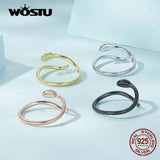 925 Sterling Silver Plated Snake Open Ring For Women Fine S925 Jewelry Present