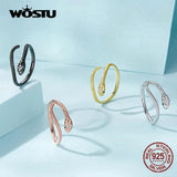 925 Sterling Silver Plated Snake Open Ring For Women Fine S925 Jewelry Present