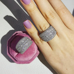 Micro Pave Lab Diamond Ring 925 Sterling Silver Band