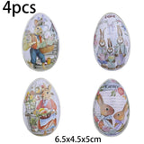 4pcs Easter Egg Shaped Candy Box Jewelry Gift Metal Tins for Spring Decorations