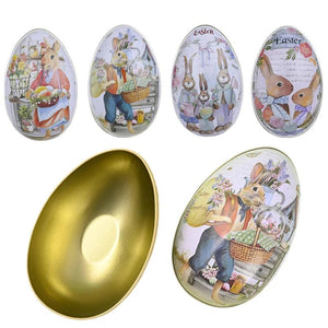 4pcs Easter Egg Shaped Candy Box Jewelry Gift Metal Tins for Spring Decorations