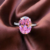 Pink Zircon 925 Silver Wedding Ring Engagement Band